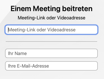 Eingabefläche für Meetinginformationen