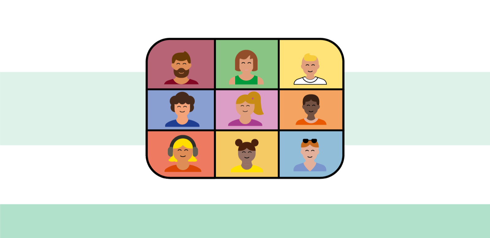 Illustration eines Bildschirms mit laufender Videokonferenz