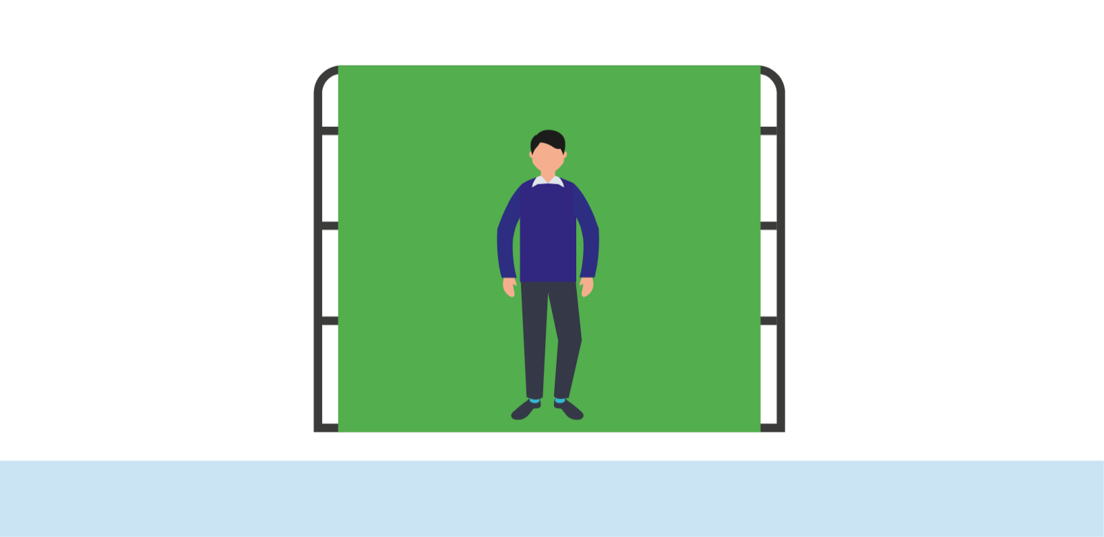 Person vor einem Green Screen