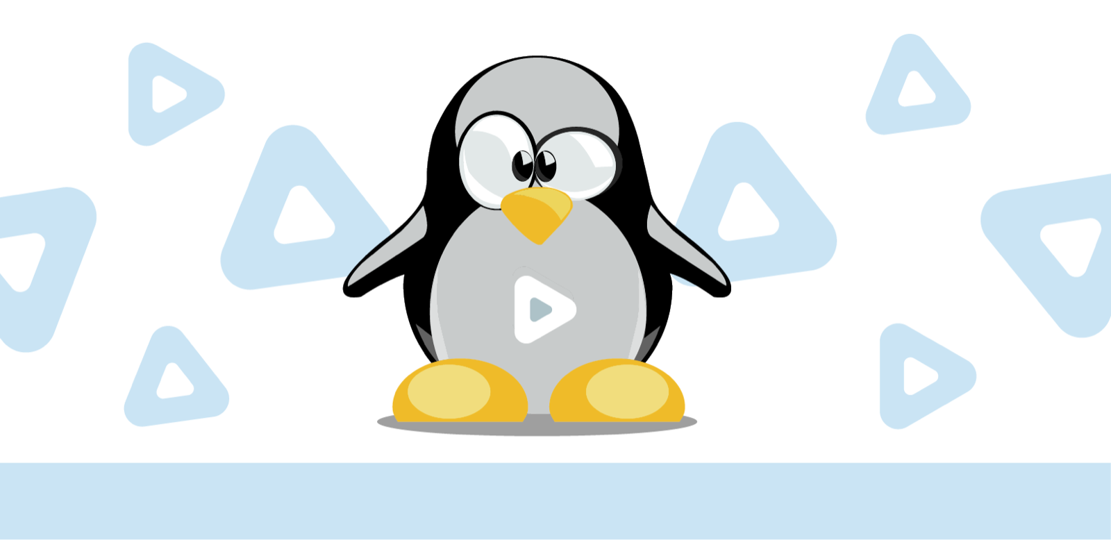 Ein Tux (Linux-Pinguin) mit einem Playsymbol am Bauch