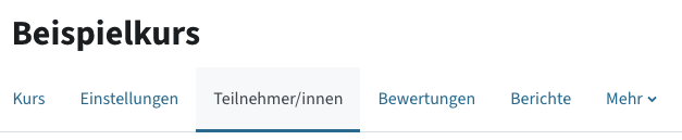 Teilnehmerinnenmenü im Hauptmenü
