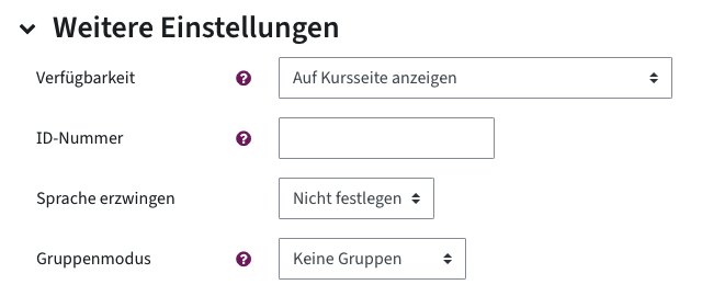 unter weitere Einstellungen soll der Gruppenmodus auf keine Gruppen belassen werden