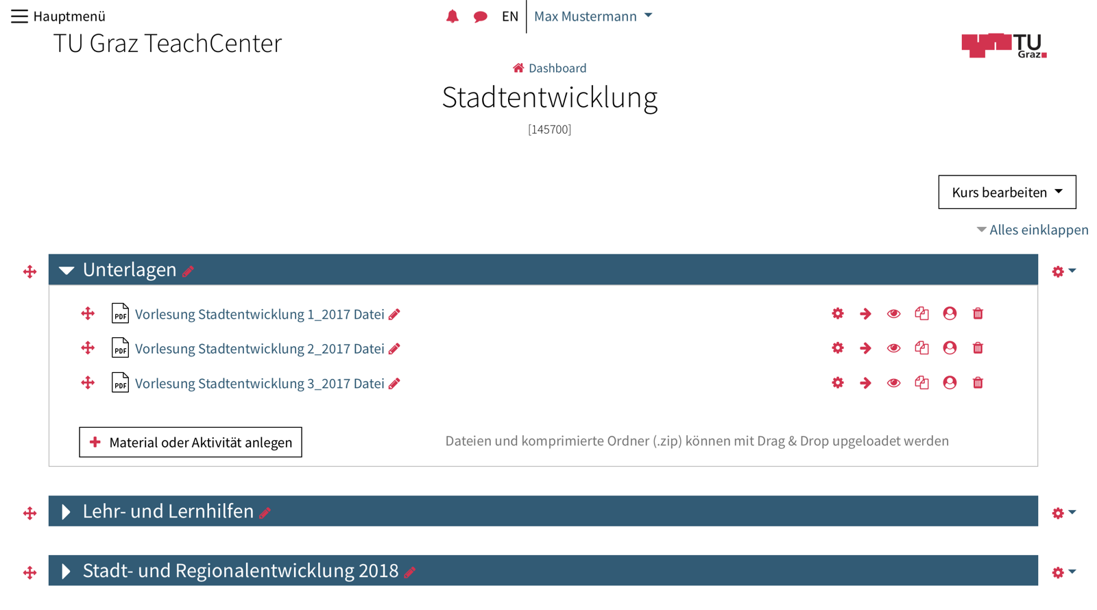 Screenshot einer Kursseite