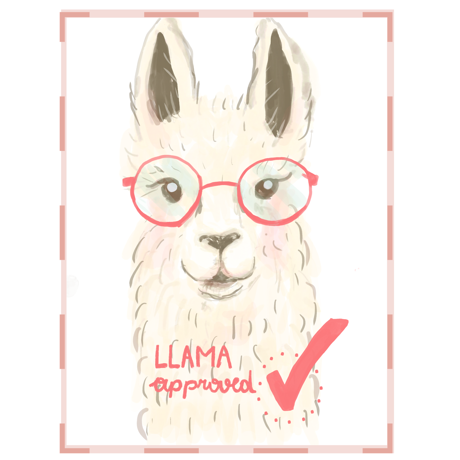 Sticker zum Beitrag: Zeichnung eines Lamas mit der Aufschrift "LLAMA approved"