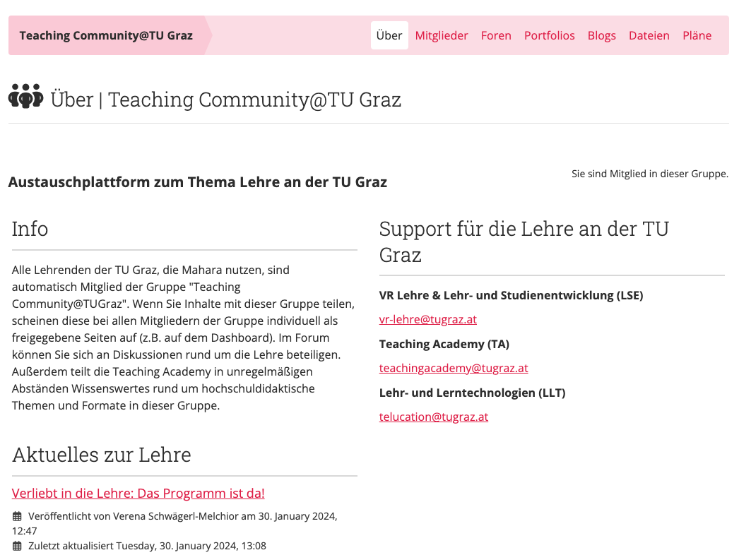 eine Gruppenstartseite