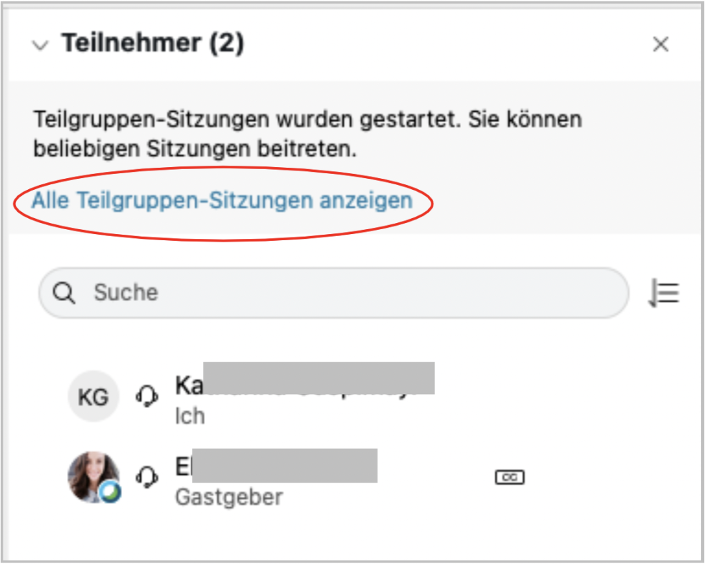 Option "Alle Teilgruppen-Sitzungen anzeigen" in der Teilnehemndenliste