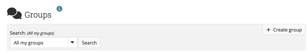 Create group button in the groups menu