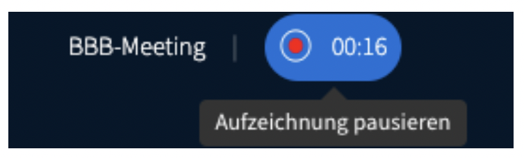 Screenshot einer laufenden Aufzeichnung mit der Option, die Aufzeichnung zu pausieren