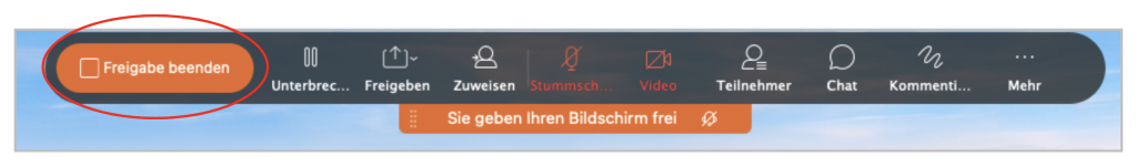 Screenshot des Mneüs während der Freigabe