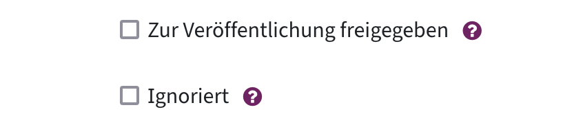 zwei Checkboxen: Datei freigeben oder ignorieren