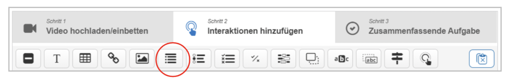 Screenshot der Toolleiste mit Statements-Icon