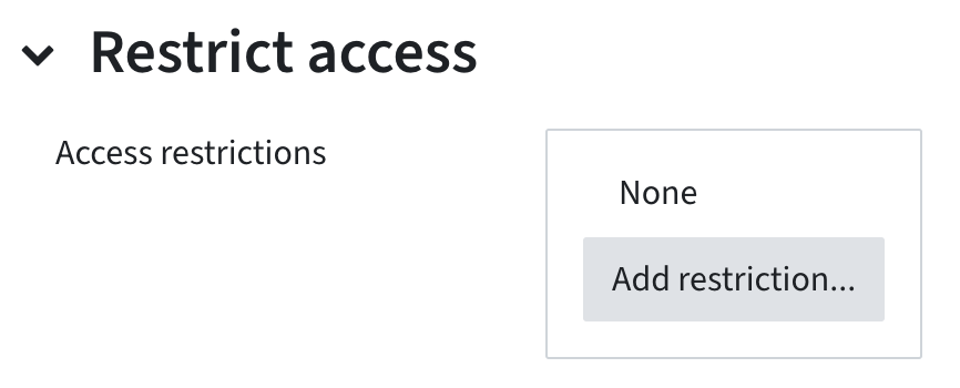 Window where you can add restrictions