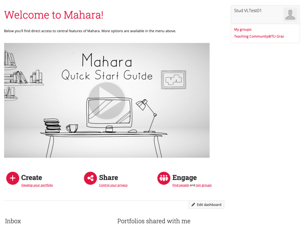 Your dashboard with a quick start video and quick links to most important features