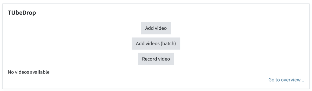 The block does not contain videos yet, but there are three buttons Add video, Add videos (batch) and record video