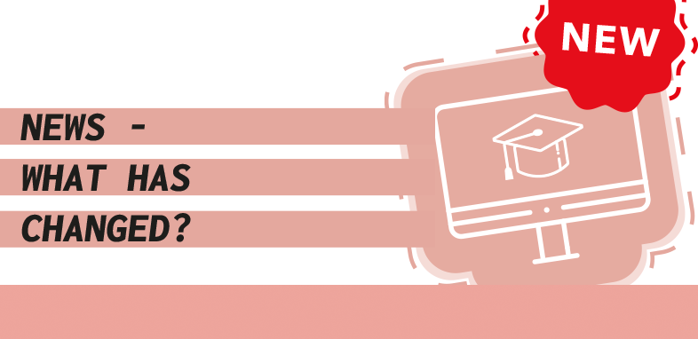 an illustrated outline of a monitor and the words News - What has changed?