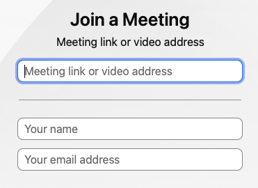 Input area for meeting information, you can enter a meeting link address to a personal room