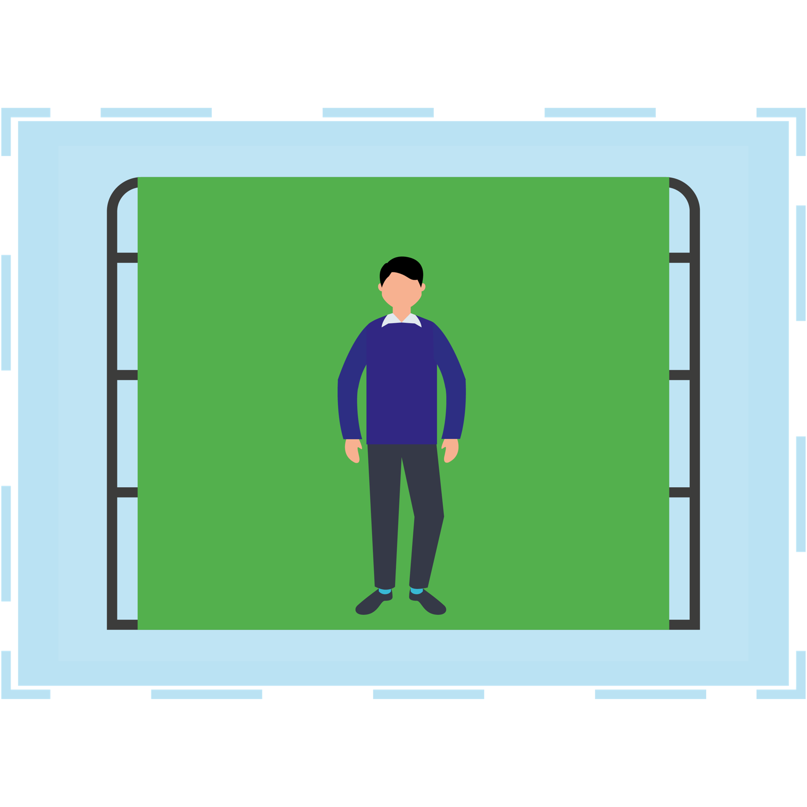 Sticker to the article: Person in front of a Green Screen