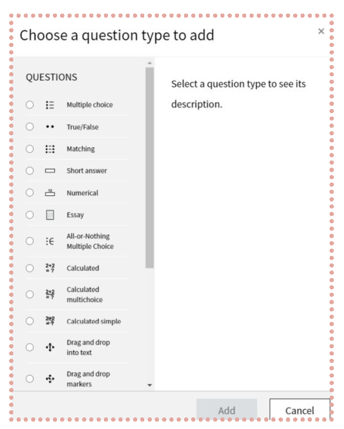 creenshot from TU Graz TeachCenter: Question types