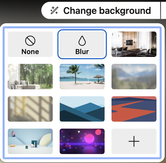 A variety of backgrounds to choose from; you can also upload your own picture