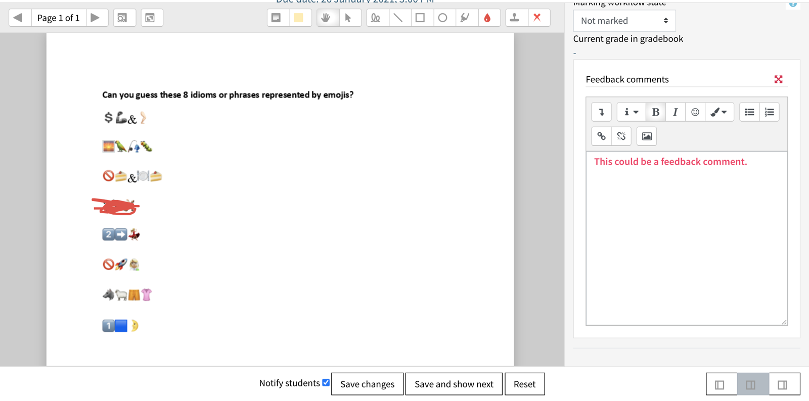 Screenshot of the correcting interface in the TC