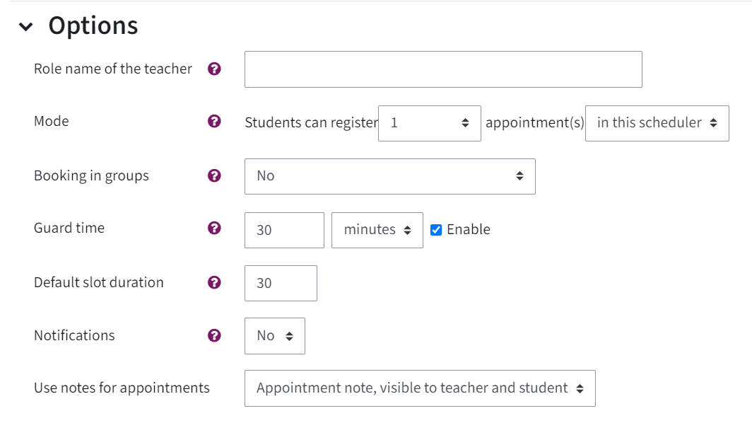 Here is an example for how "Options"-settings can be adjusted