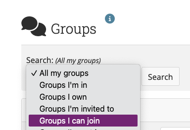 Groups I can join menu