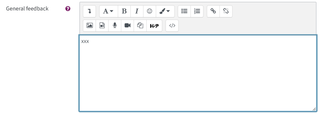 this is the box for general feedback which can be used for correcting the exam.
