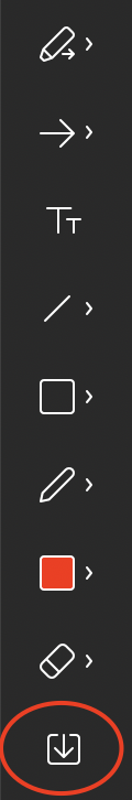 Screenshot of the tool bar with button for saving at the bottom