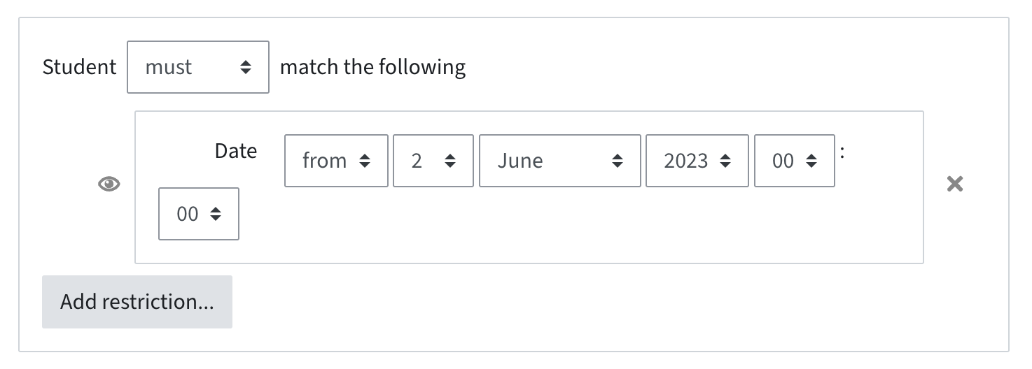 A certain date is set as access restriction