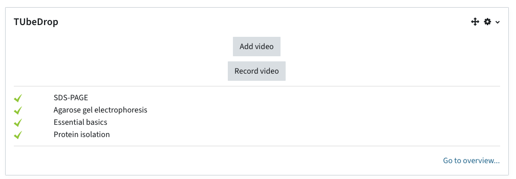 screenshot of the TUbeDrop block
