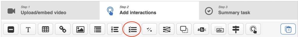 Screenshot of the tool bar with the multiple choice icon