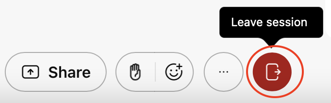Red "Leave session" button in the menu bar