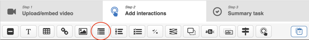 Tool bar with statements icon