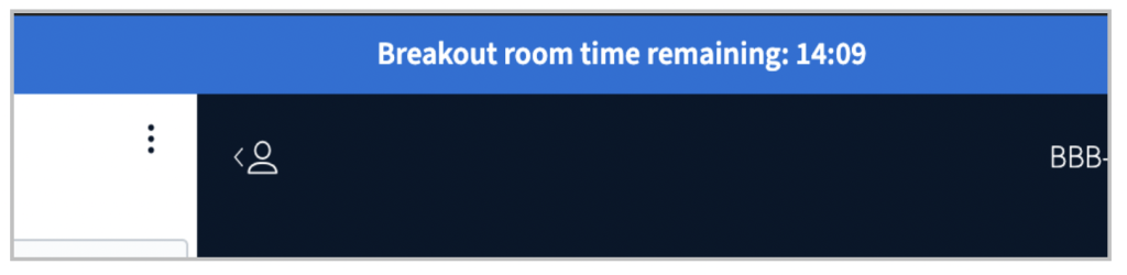 Picture of a screen with a blue bar at the top indicating the remaining time